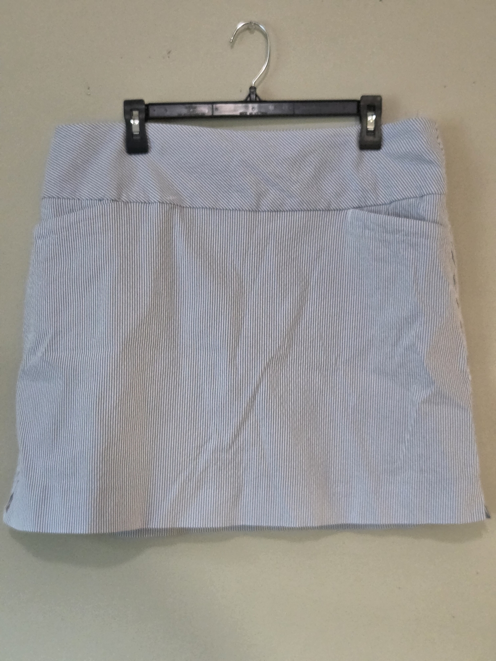 S.C. & Co Blue White Seersucker Tummy Control Skort XL Golf